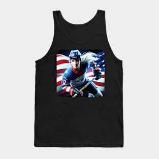 American Woman Ice Hockey Player #16 Tank Top